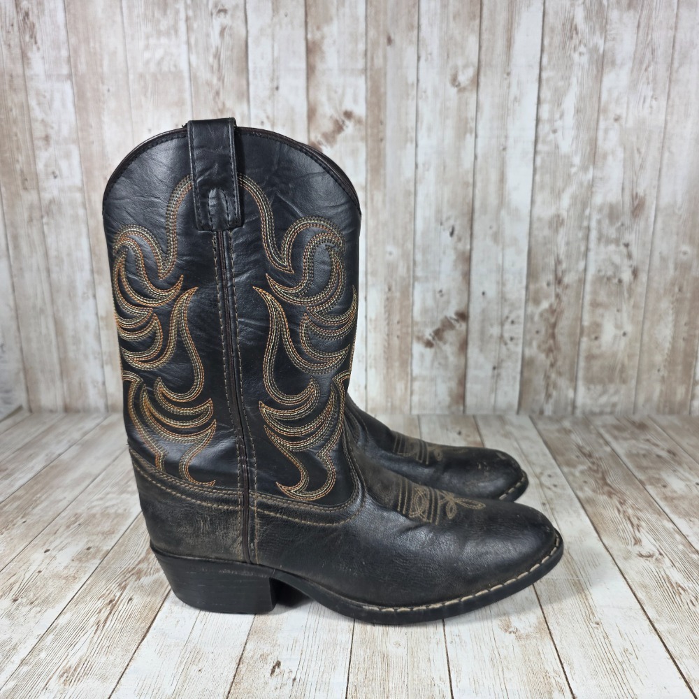 Smoky Mountain Boots Western Cowboy Black Gold Stitching Boots Size 4.5‎